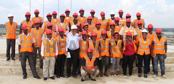 Picture: Selected stakeholders of the Association on a Capacity Building tour on the Environmental and Social Effects of Hydro Power Development in Uganda at Isimba Hydro Power Project, Tuesday 11th August 2015.